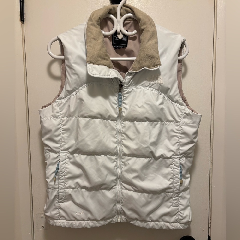 The North Face Women's White and Tan Puffer Vest